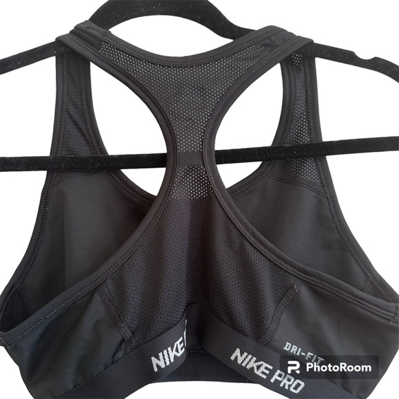 NIKE PRO GIRLS WOMEN SPORTS BRA BLACK AND WHITE - Picture 3 of 3